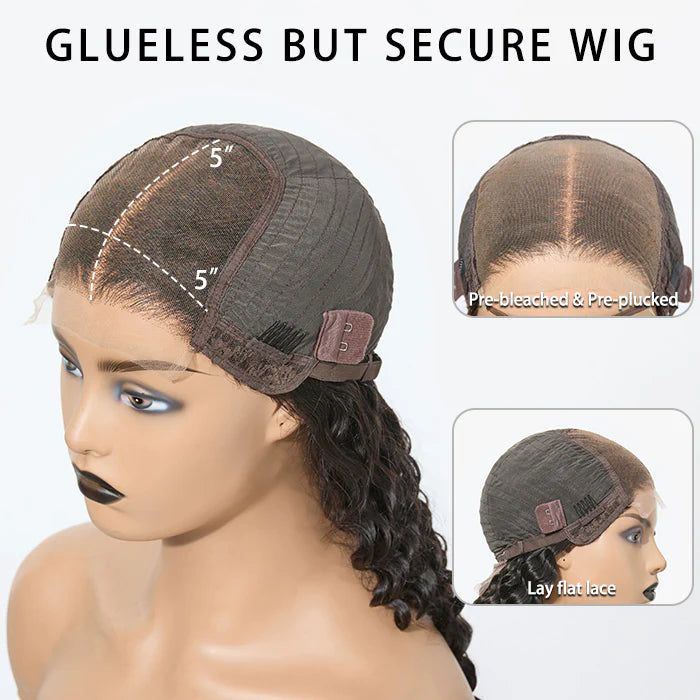 18"–32" Water Wave 5x5 Glueless Lace Closure Wig – 180% Density