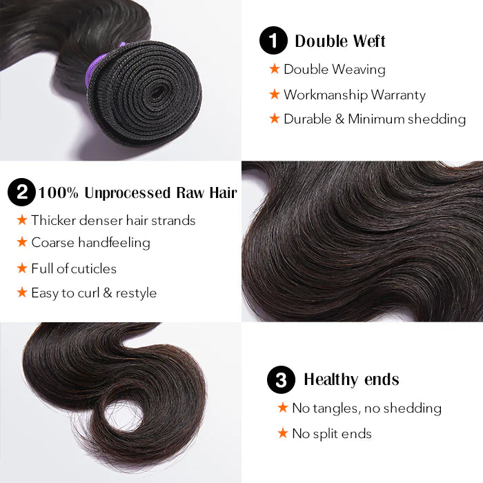 Indian Raw Hair Body Wave Bundles
