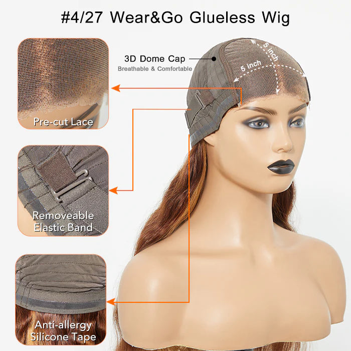 #4/27 Highlight Body Wave Wear & Go Glueless Wig | 5x5 HD Closure