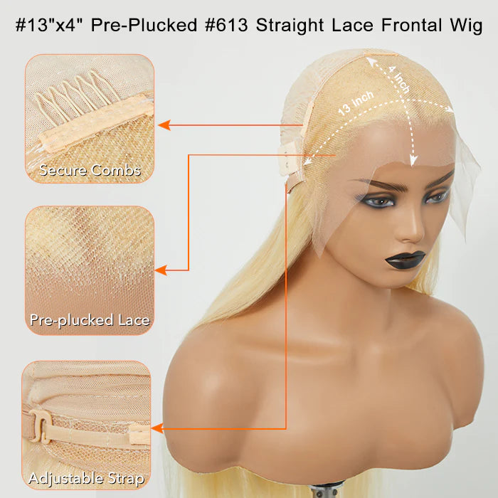 Hair 613 Straight Lace Front Wig 13x4 Blonde Human Hair Wig 200% Density