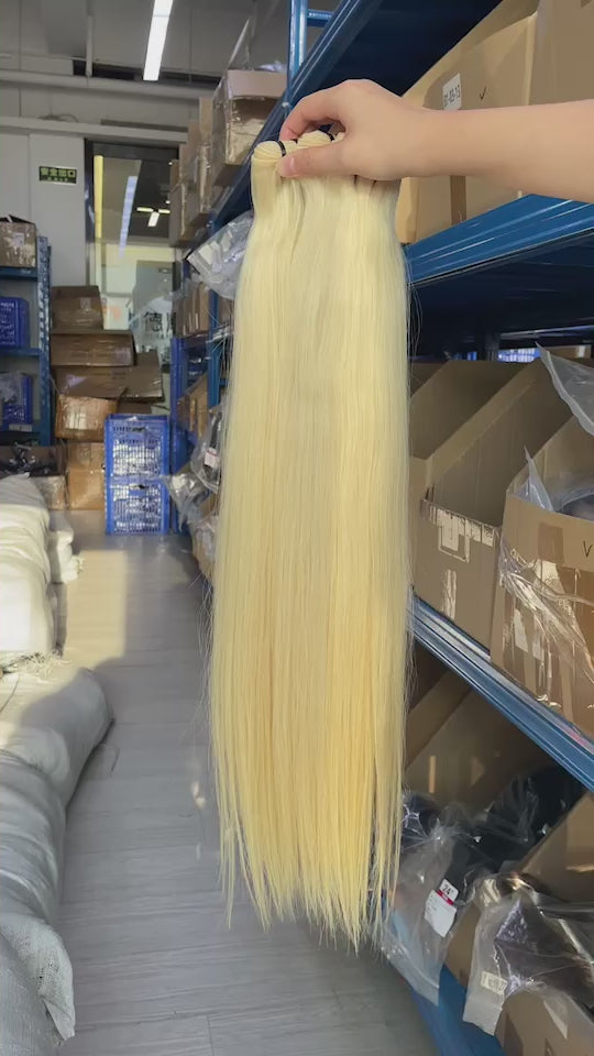 613 Platinum Blonde Straight Hair Bundles